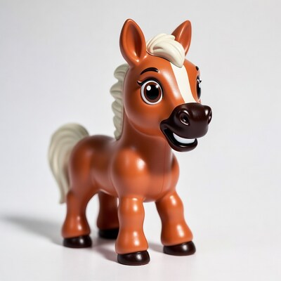 Smiling orange cartoon horse toy