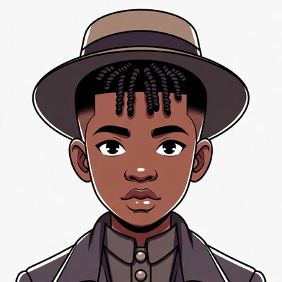 African-American boy in hat illustration