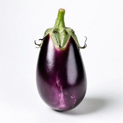 Fresh eggplant on white background