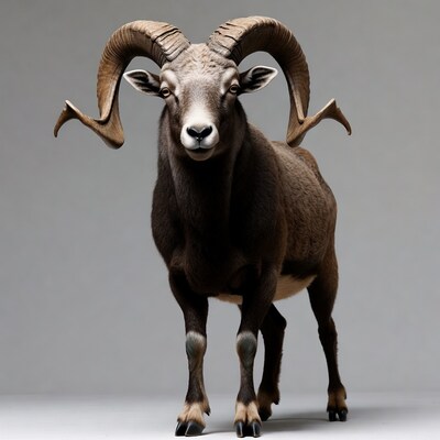 Bighorn Sheep with Large Curved Horns