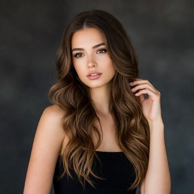 Beautiful woman touching hair