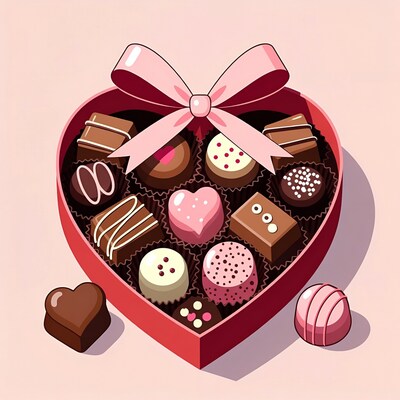Heart-Shaped Box of Chocolates with Pink Bow