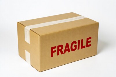 Fragile Cardboard Box with Tape