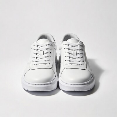 White Platform Sneakers on White Background