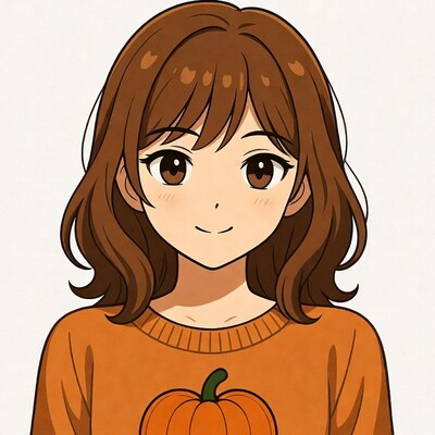 Anime girl in orange pumpkin sweater