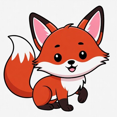 Cute cartoon red fox smiling