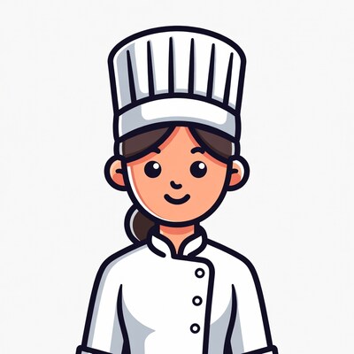 Cartoon female chef in uniform