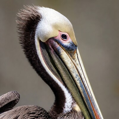 Brown Pelican close-up portrait