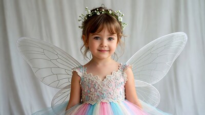 Girl in fairy costume with wings