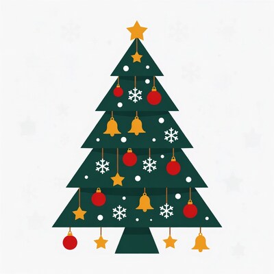 Decorated Christmas Tree Illustration