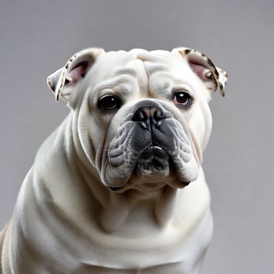 White Bulldog Close-Up Portrait