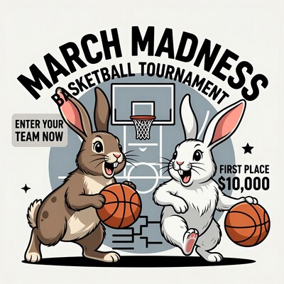 Bunnies Holding Basketballs March Madness