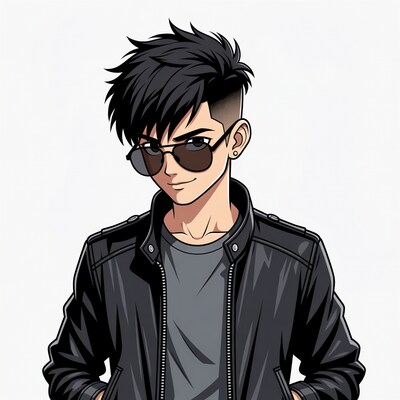 Anime boy in leather jacket