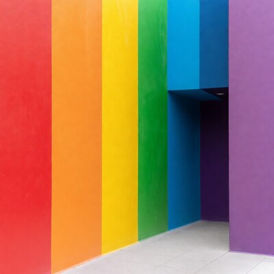 Rainbow Colored Walls Hallway