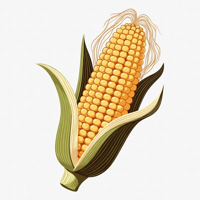 Corn cob with husk illustration