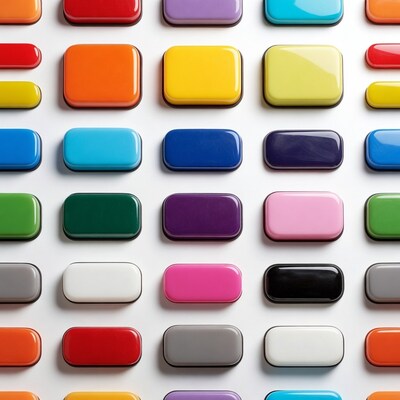 Colorful Glossy Square Buttons Grid