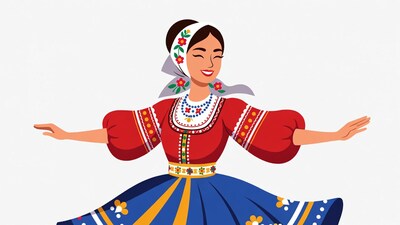 Ukrainian woman in traditional embroidered dress