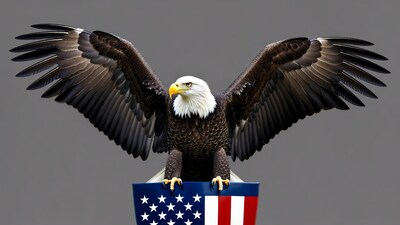 Bald eagle on American flag