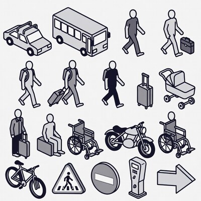 Isometric Transportation Icons Set