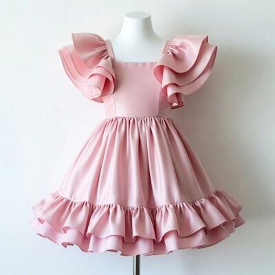 Pink Ruffled Dress on Mannequin