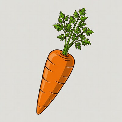 Cartoon carrot with green tops