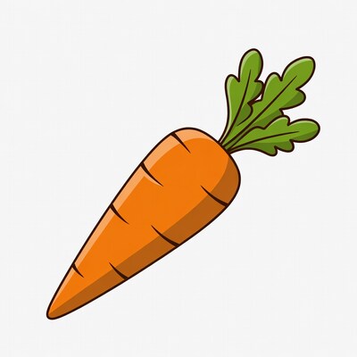 Cartoon carrot with green tops