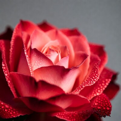 Red Rose with Dew Drops