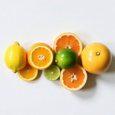 Lemons Oranges Limes on White Background