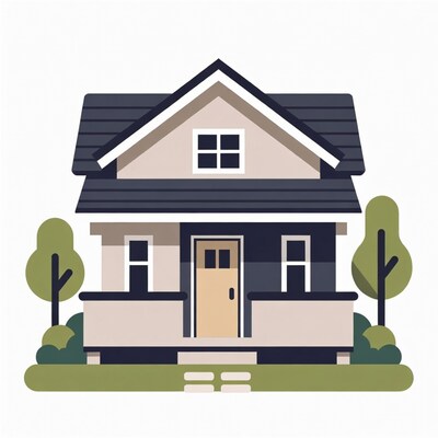 Modern House with Trees Illustration