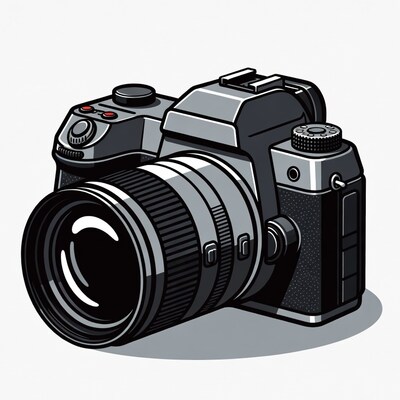 Black DSLR Camera Illustration
