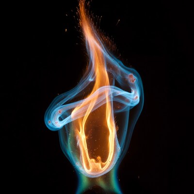Blue and Orange Flame Swirl
