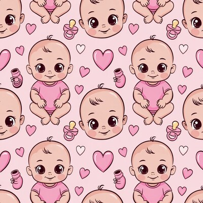 Cute Baby Girl Clipart Pattern