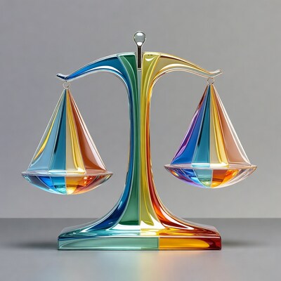 Colorful Glass Scales of Justice