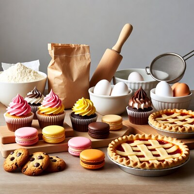 Baking Ingredients and Pastries Flatlay