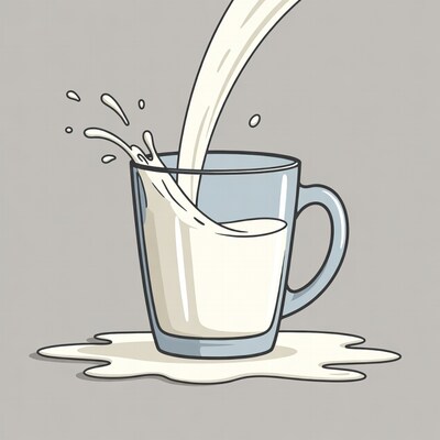 Milk Pouring into Glass Cup