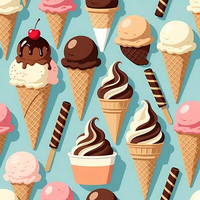 Colorful Ice Cream Cones Pattern