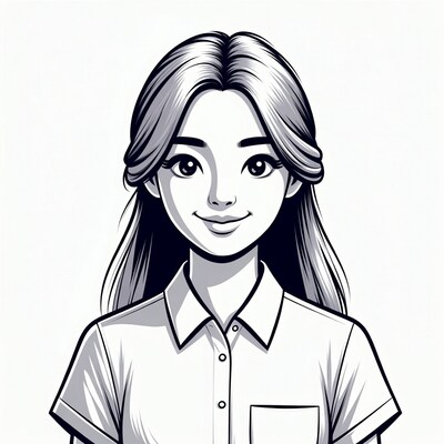 Anime girl smiling in collared shirt
