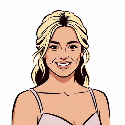 Blonde woman smiling in pink bra