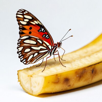 Butterfly on banana