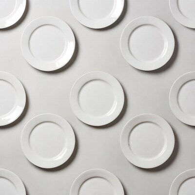 White Plates Pattern on Gray Background