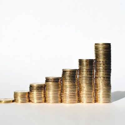 Stacks of gold coins ascending