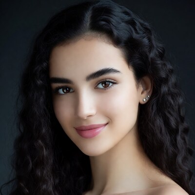 Beautiful woman with curly black hair