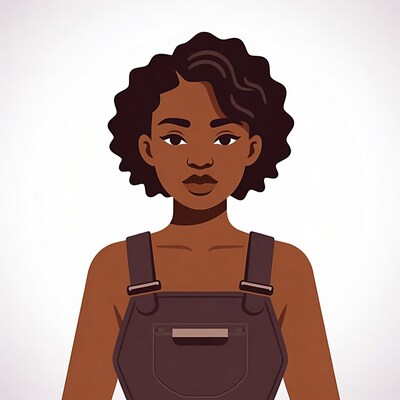 African-American woman in overalls illustration