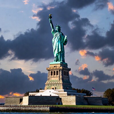 Statue of Liberty at sunset