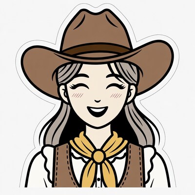 Smiling Cowboy Girl Illustration