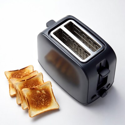 Black Toaster with Toasted Bread Slices
