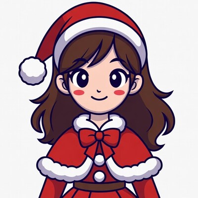 Anime girl in Santa dress