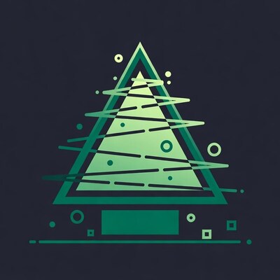 Geometric Green Christmas Tree Illustration