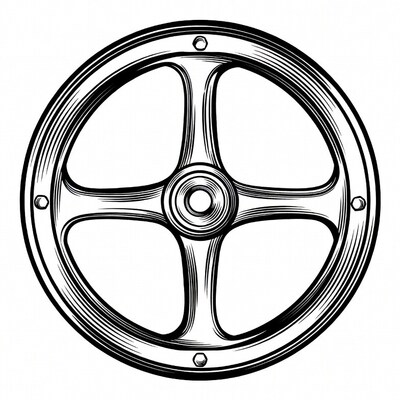 Vintage Spoked Wheel Illustration
