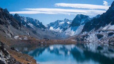 Mountain Lake with Snowy Peaks